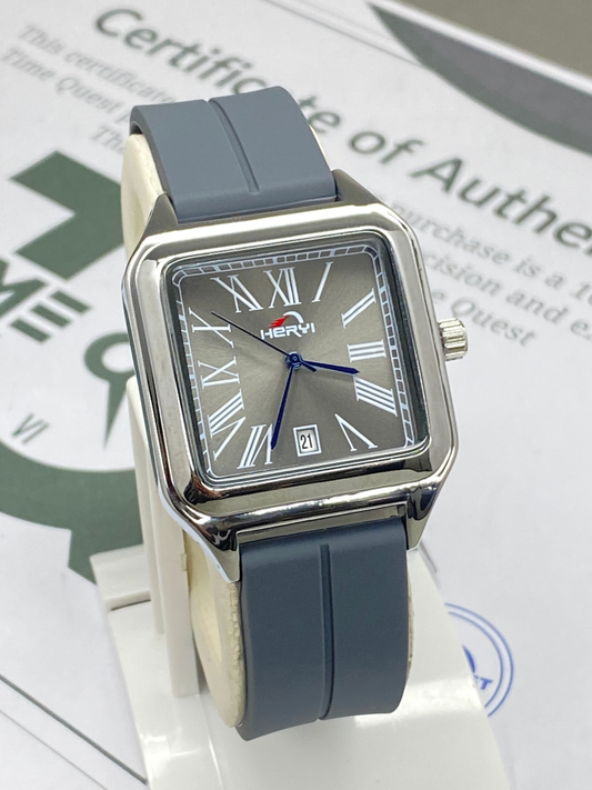 HERYI Square Dial Shape Magnetic Lock & Silicone Straps Watch For Men