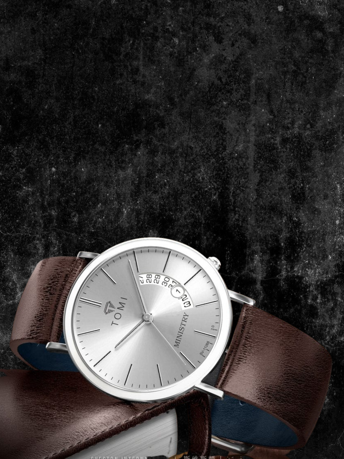 TOMI T-018 Analog Time Classic Slim Design Strap Watch For Men With Date Display