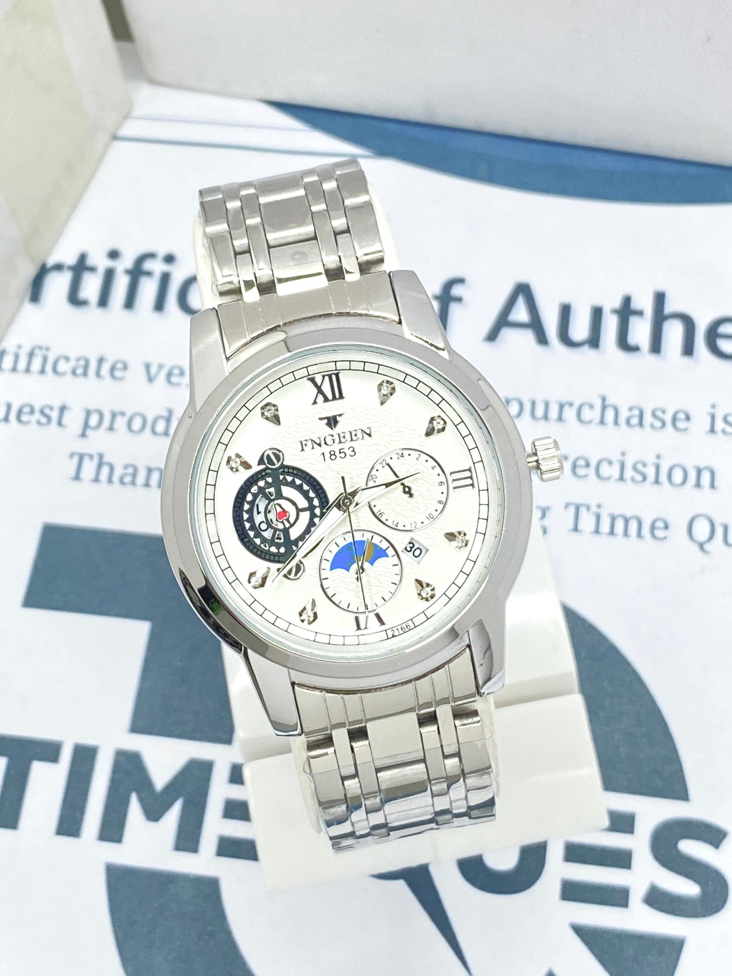 FNGEEN 1853 Analog Time Men's Stainless steel Chain Watch With Date Display