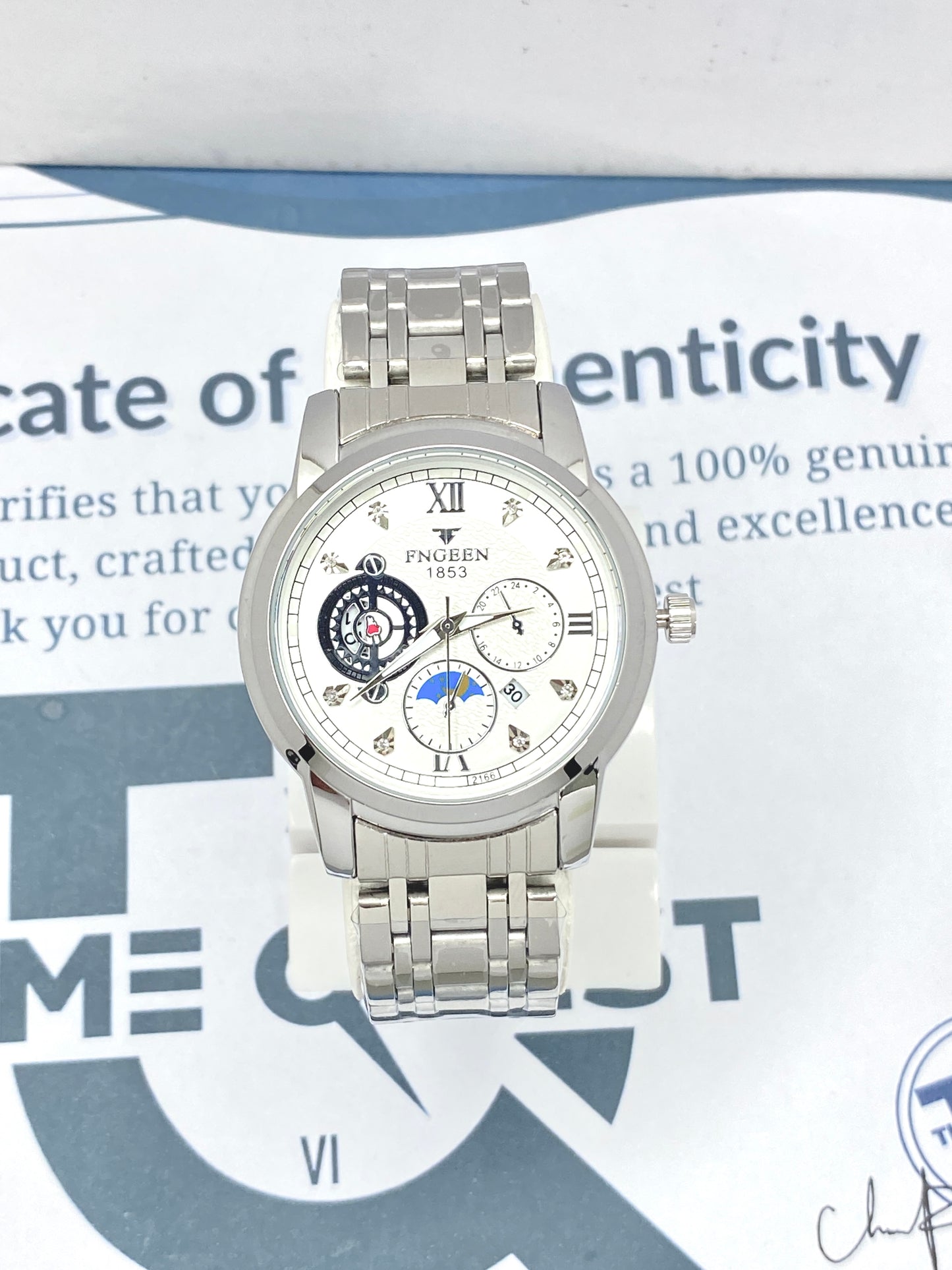 FNGEEN 1853 Analog Time Men's Stainless steel Chain Watch With Date Display