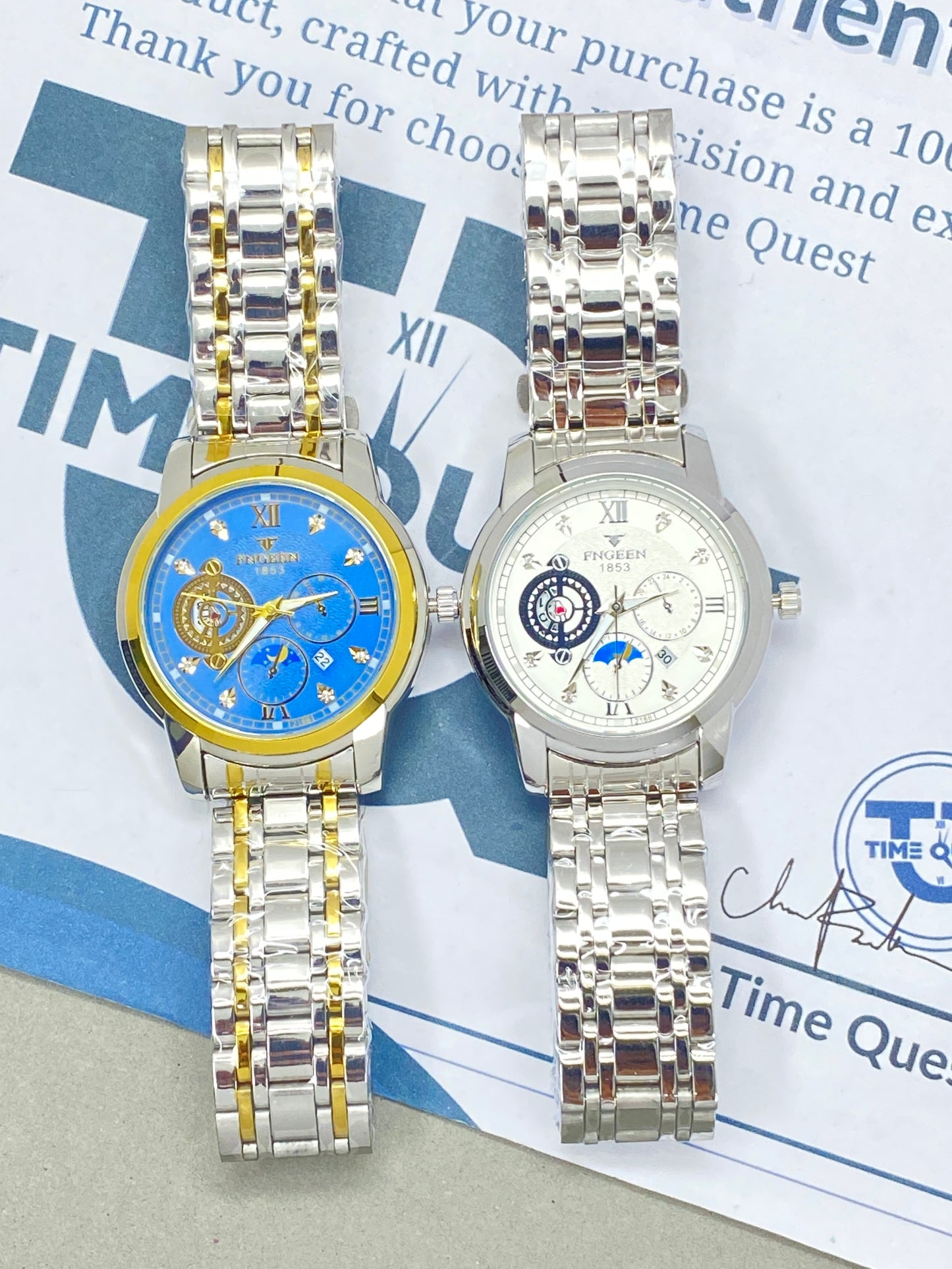 FNGEEN 1853 Analog Time Men's Stainless steel Chain Watch With Date Display