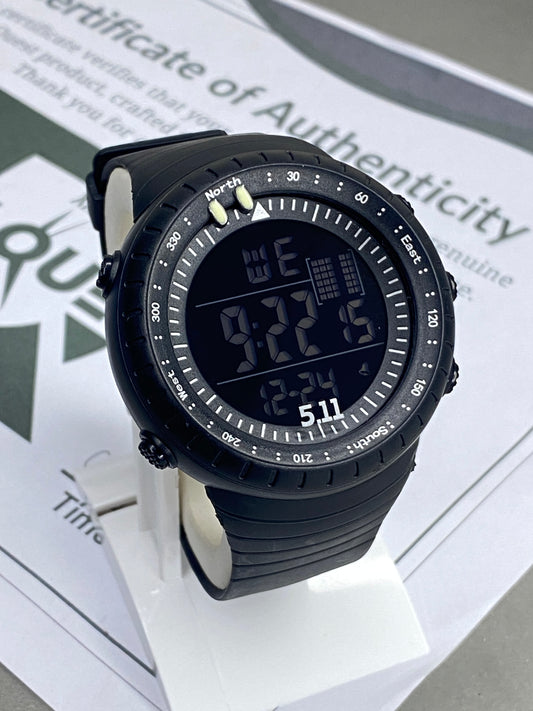 Men's Digital Display Round Dial Rotatable Bezel Multifunctional Sports Watch