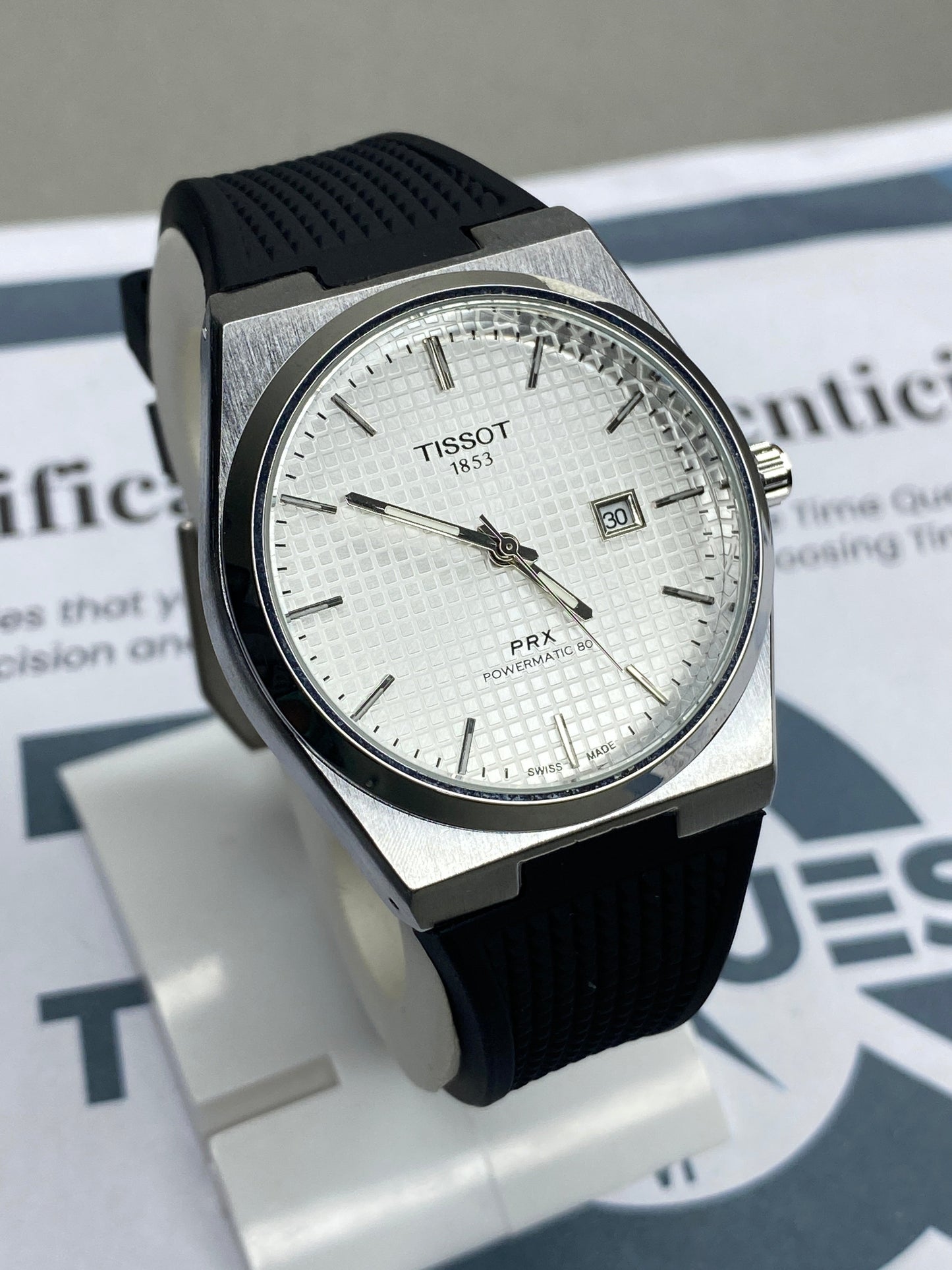 Tis-1853 PRX Luxury Stainless Steel & Silicone Straps Watch For Men