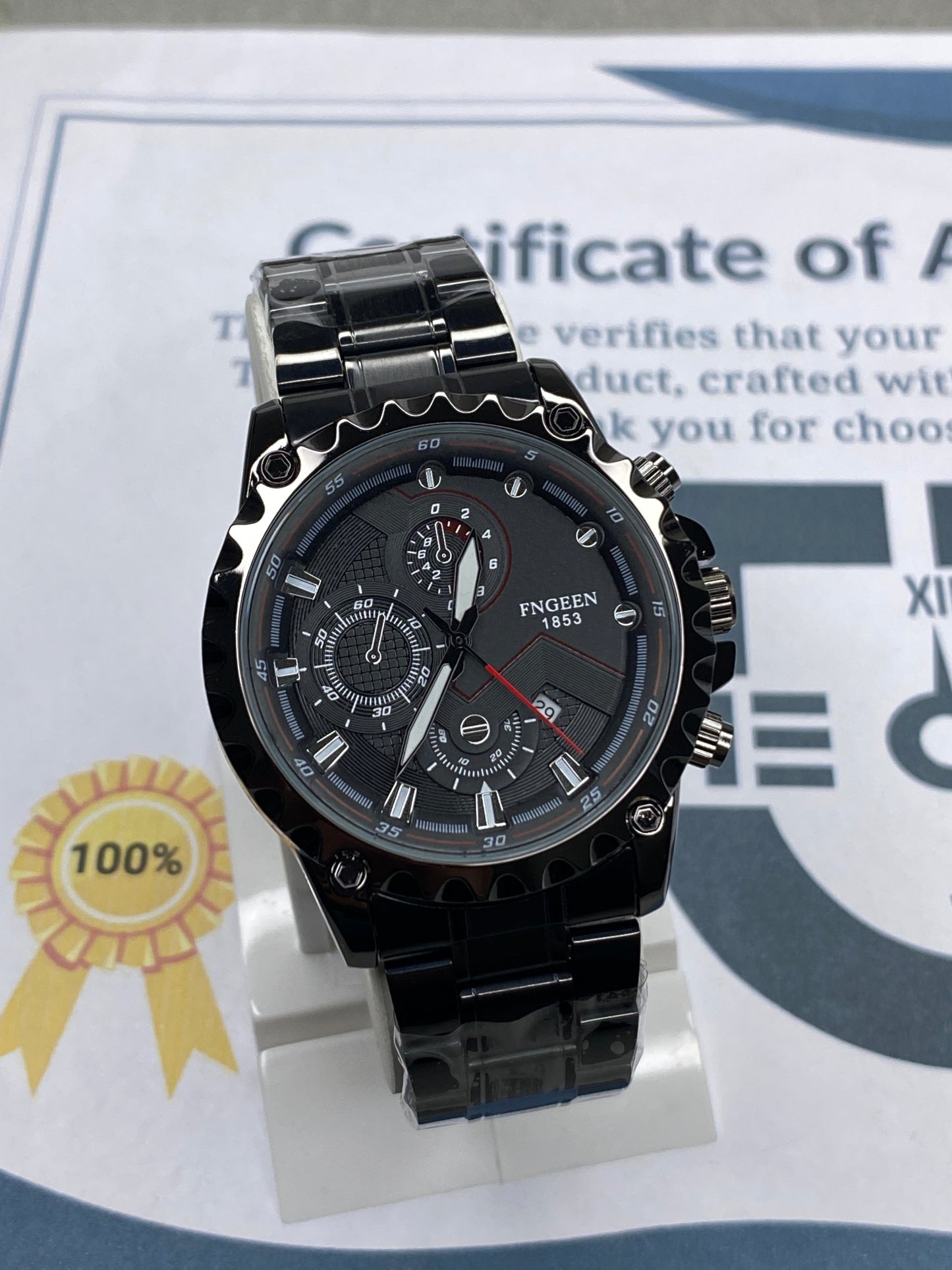 FNGEEN - 1853 Analog Time Stainless Steel Watch For Men With Date Display
