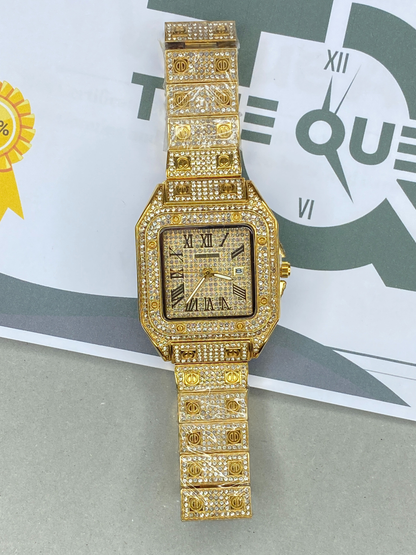 CARTIER Iced Out Design Luxury Stainless Steel Made Analog Watch