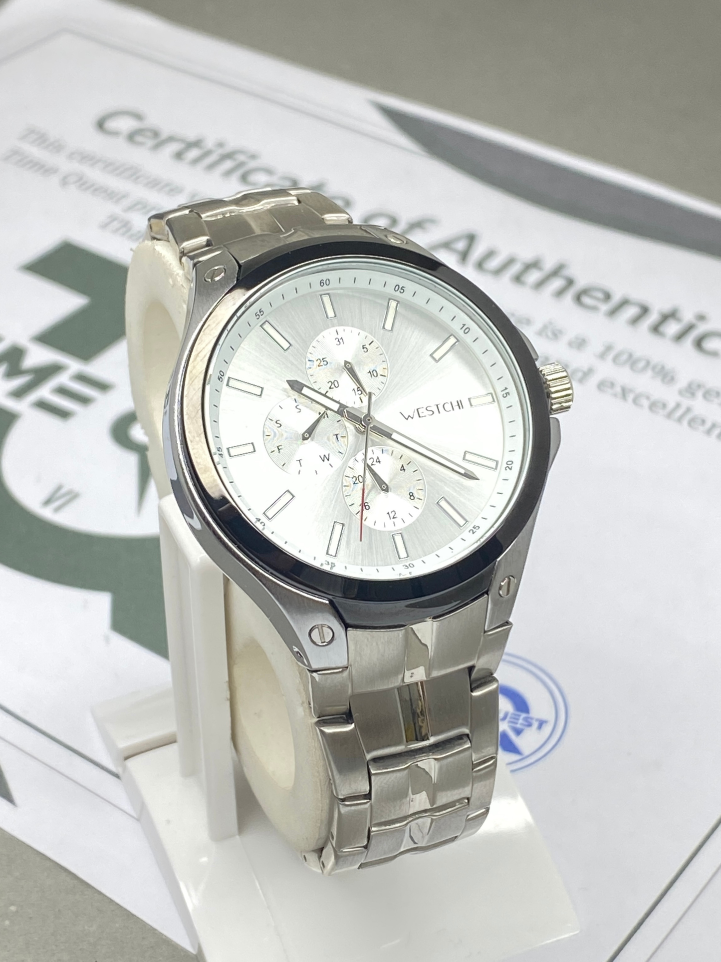 WESTCHI Chronograph Working Top Quality Analog Stainless Steel Made Chain Watch for Men