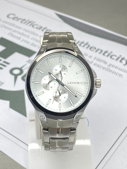 WESTCHI Chronograph Working Top Quality Analog Stainless Steel Made Chain Watch for Men