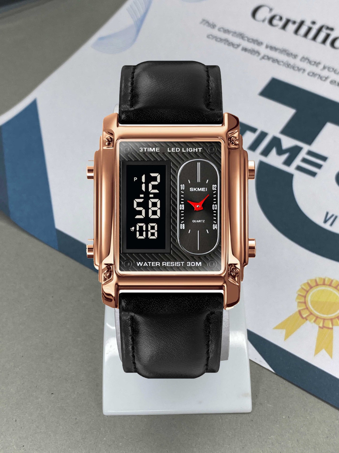 SKMEI 1868 Analog & Digital Leather Straps Watch