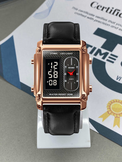 SKMEI 1868 Analog & Digital Leather Straps Watch
