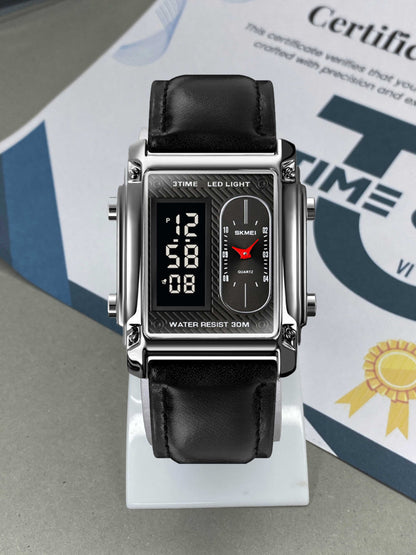 SKMEI 1868 Analog & Digital Leather Straps Watch