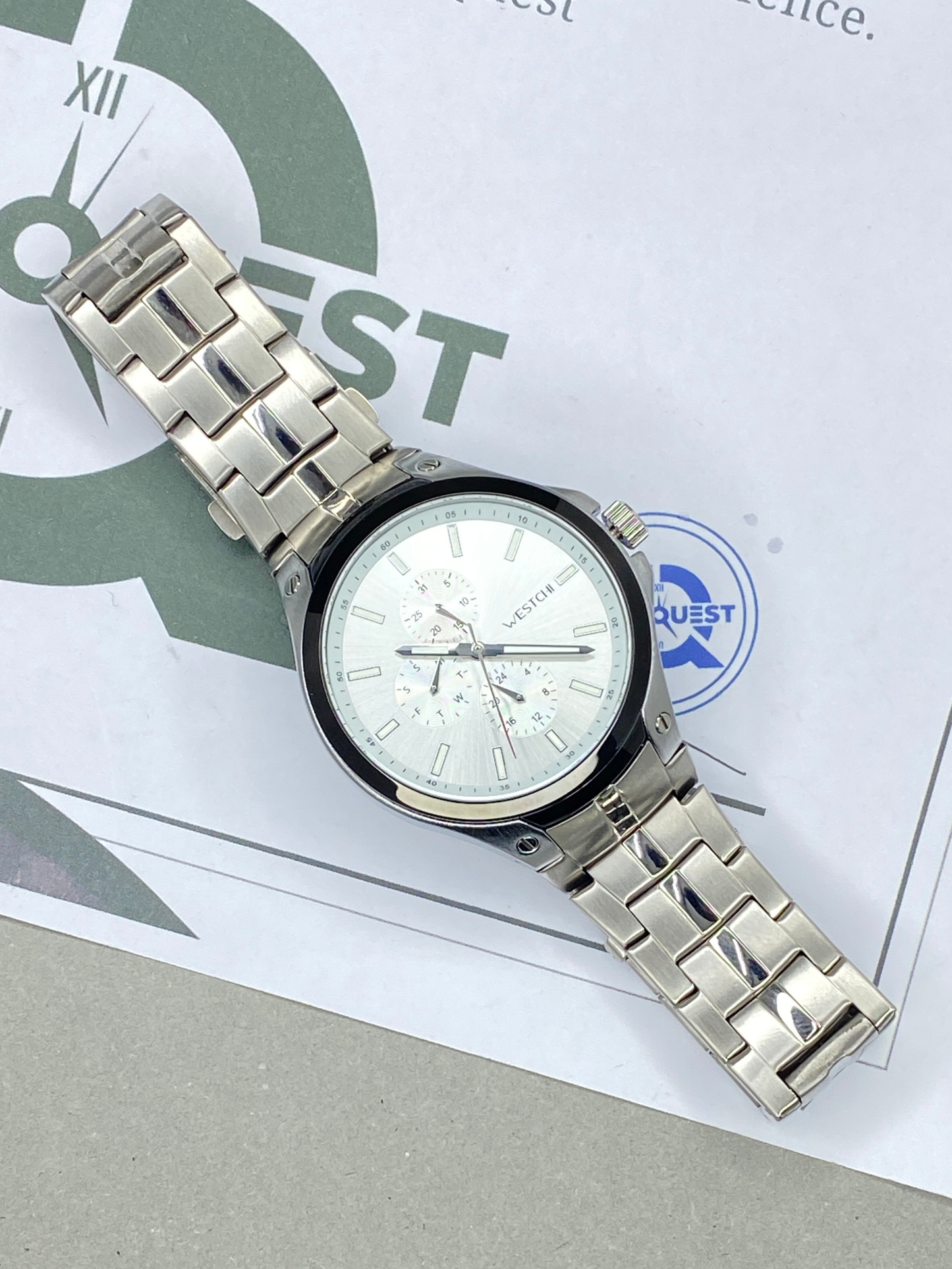 WESTCHI Chronograph Working Top Quality Analog Stainless Steel Made Chain Watch for Men