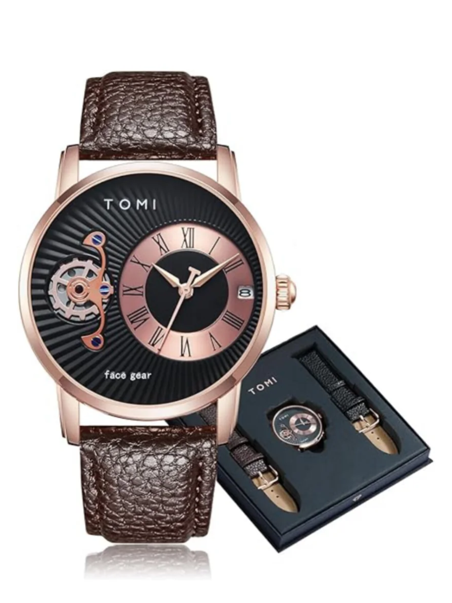 TOMI T-104 Face Gear Dual Strap Top Quality Analog Watch For Men