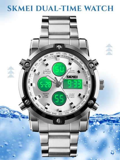 SKMEI 1389 Dual Display (Analog & Digital) Chain Watch For Men