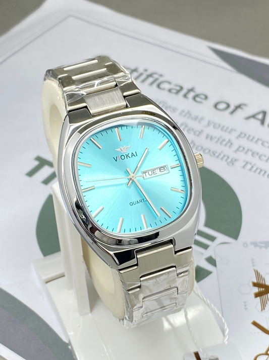VIOKAI Analog Quartz Stainless Steel Made Chain Watch With Date & Day Display for Men