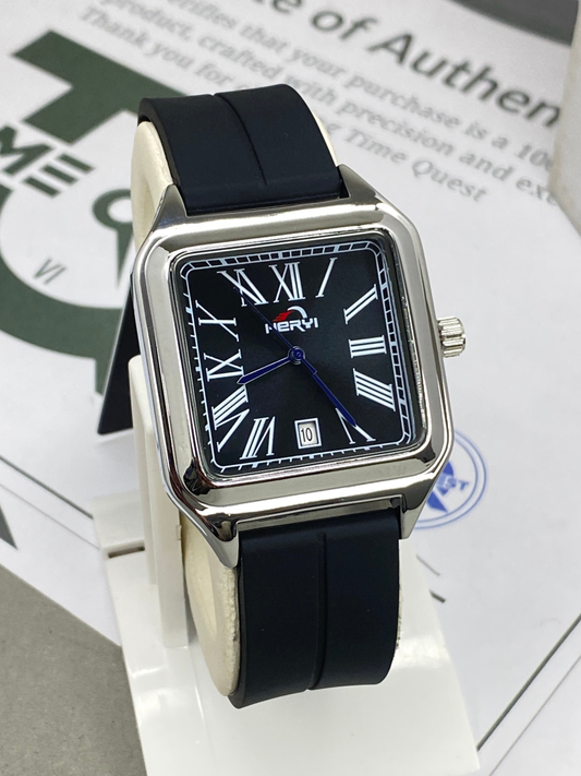 HERYI Square Dial Shape Magnetic Lock & Silicone Straps Watch For Men