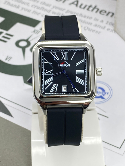 HERYI Square Dial Shape Magnetic Lock & Silicone Straps Watch For Men