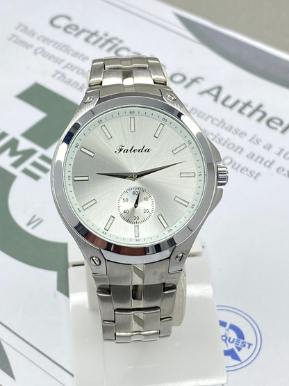 FALEDA Down Second Men's Round Dial Analog Stainless Steel Chain Watch