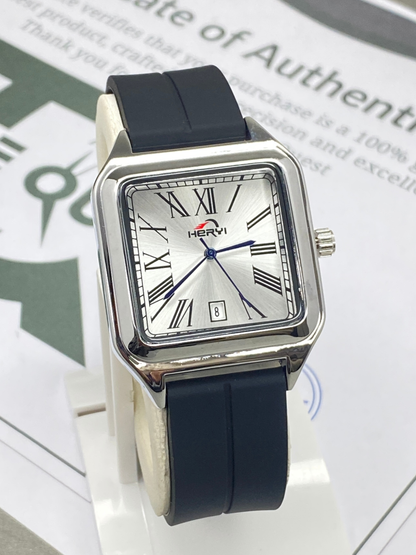 HERYI Square Dial Shape Magnetic Lock & Silicone Straps Watch For Men