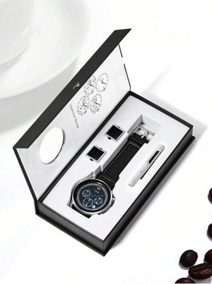 TOMI T-603 S6 Series Luxury Men’s Watch Gift Set with Cufflinks & Tie Pin Elegant Business Box