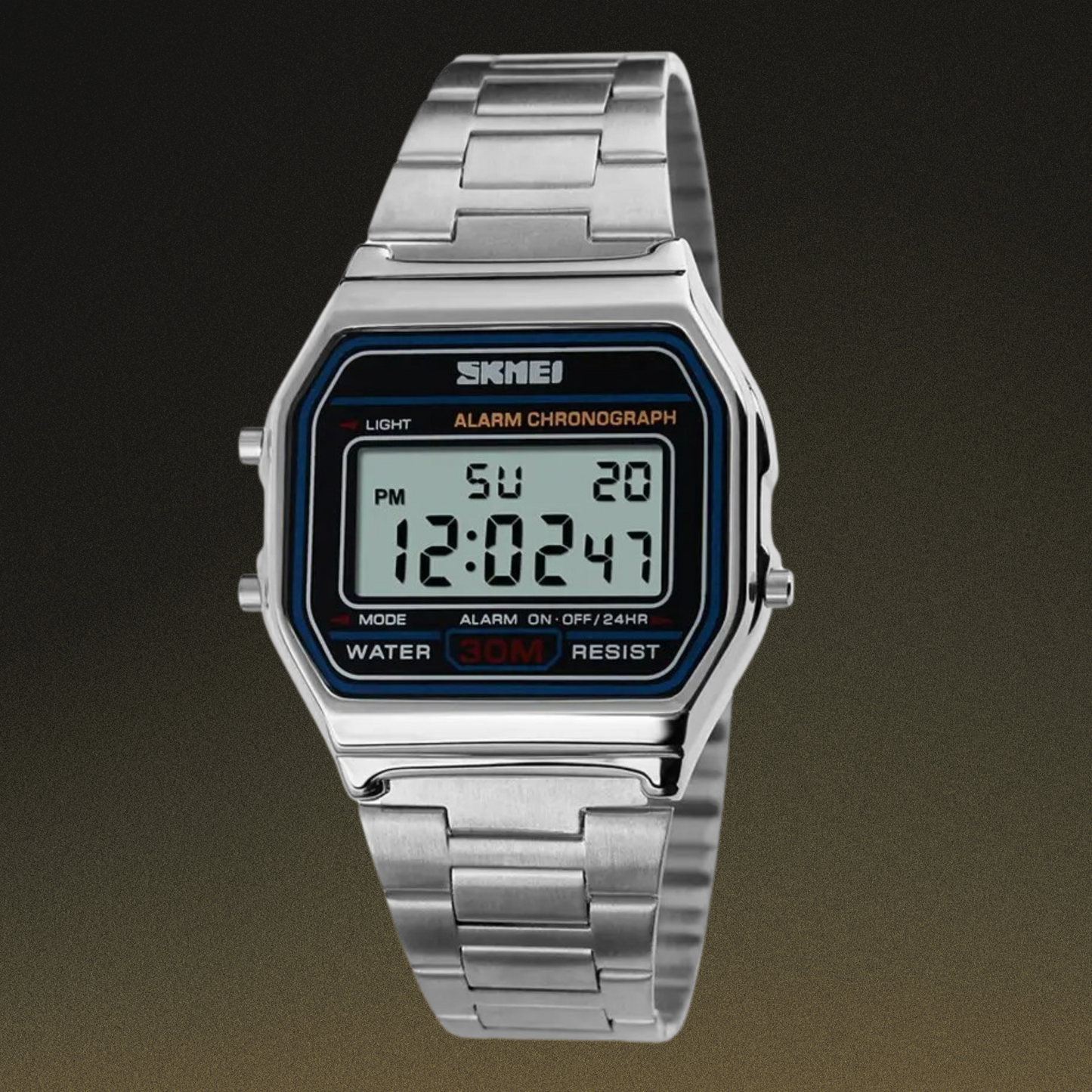SKMEI-1123 Digital Time Format Stainless Steel Made Water Resistant Watch For Men