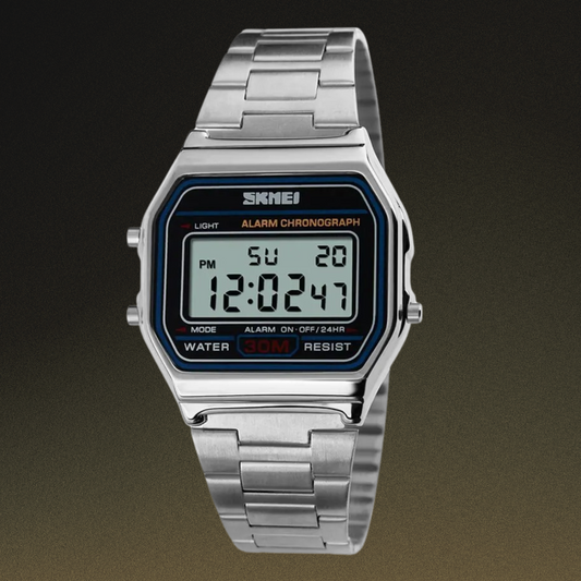 SKMEI-1123 Digital Time Format Stainless Steel Made Water Resistant Watch For Men