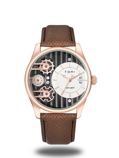 TOMI T-106 Analog Display Face Gear Dual Strap Watch For Men