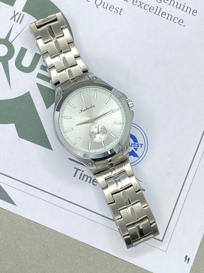 FALEDA Down Second Men's Round Dial Analog Stainless Steel Chain Watch