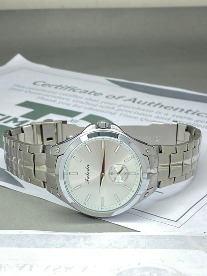 FALEDA Down Second Men's Round Dial Analog Stainless Steel Chain Watch