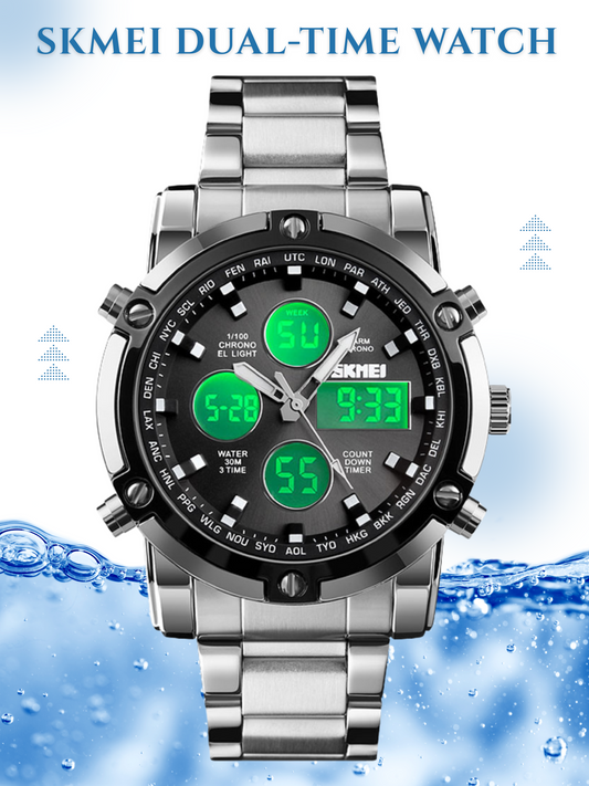 SKMEI 1389 Dual Display (Analog & Digital) Chain Watch For Men