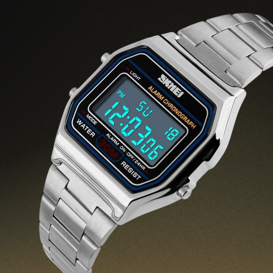 SKMEI-1123 Digital Time Format Stainless Steel Made Water Resistant Watch For Men