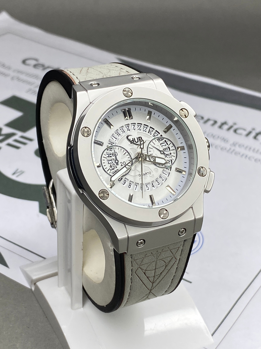 HUB Geneve Men’s Analog Strap Watch with Date Display and Master Lock