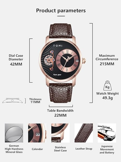TOMI T-104 Face Gear Dual Strap Top Quality Analog Watch For Men