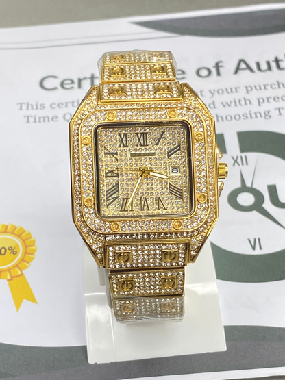 CARTIER Iced Out Design Luxury Stainless Steel Made Analog Watch