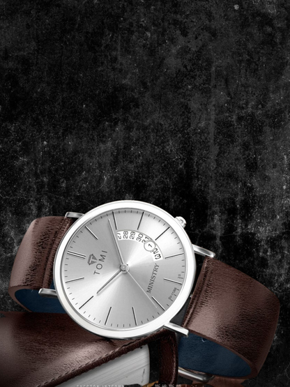 TOMI T-018 Analog Time Classic Slim Design Strap Watch For Men With Date Display