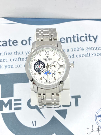 FNGEEN 1853 Analog Time Men's Stainless steel Chain Watch With Date Display