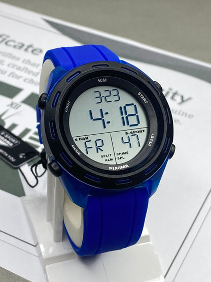 PIAOMA Multi Functional Sports Watch With Round Dial and Digital Display