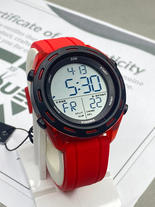 PIAOMA Multi Functional Sports Watch With Round Dial and Digital Display