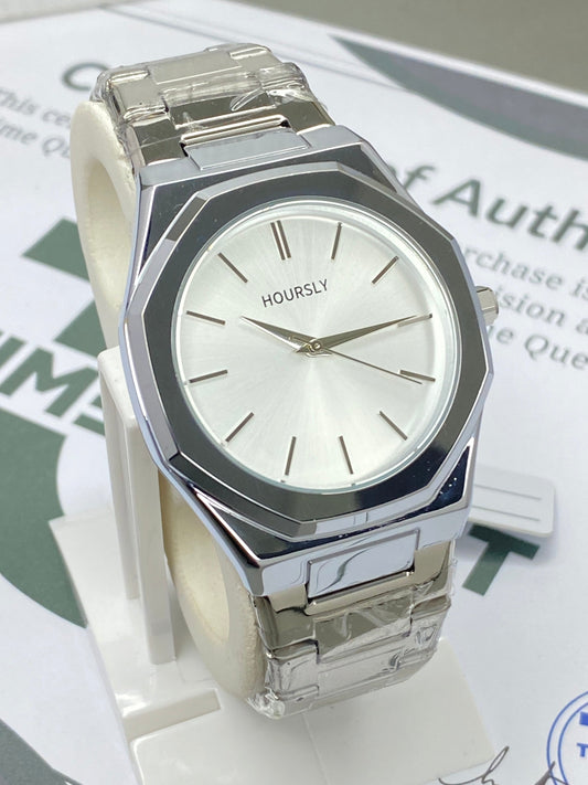 HOURSLY Octagonal Dial Stainless Steel Chain Analog Watch with Secure Butterfly Lock