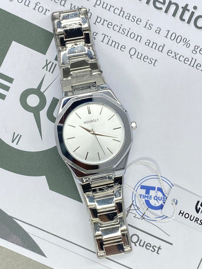 HOURSLY Octagonal Dial Stainless Steel Chain Analog Watch with Secure Butterfly Lock