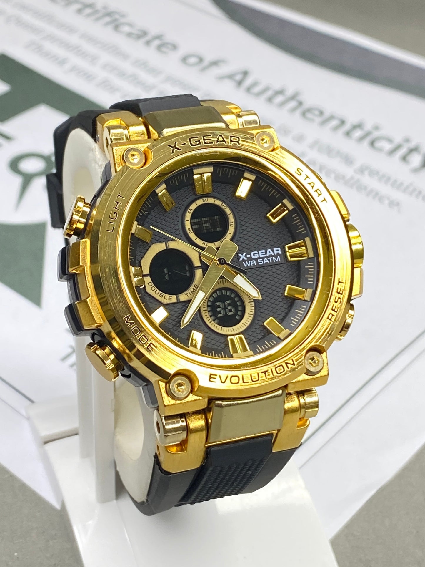 X GEAR-3897 Dual Time Round Display Sports Watch for Men