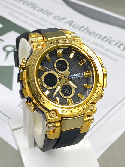 X GEAR-3897 Dual Time Round Display Sports Watch for Men