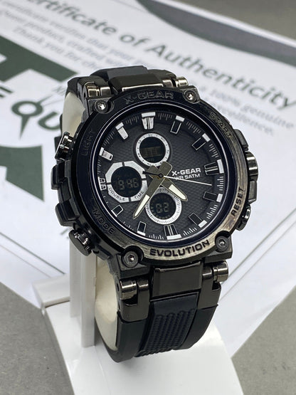 X GEAR-3897 Dual Time Round Display Sports Watch for Men