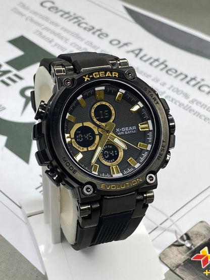 X GEAR-3897 Dual Time Round Display Sports Watch for Men