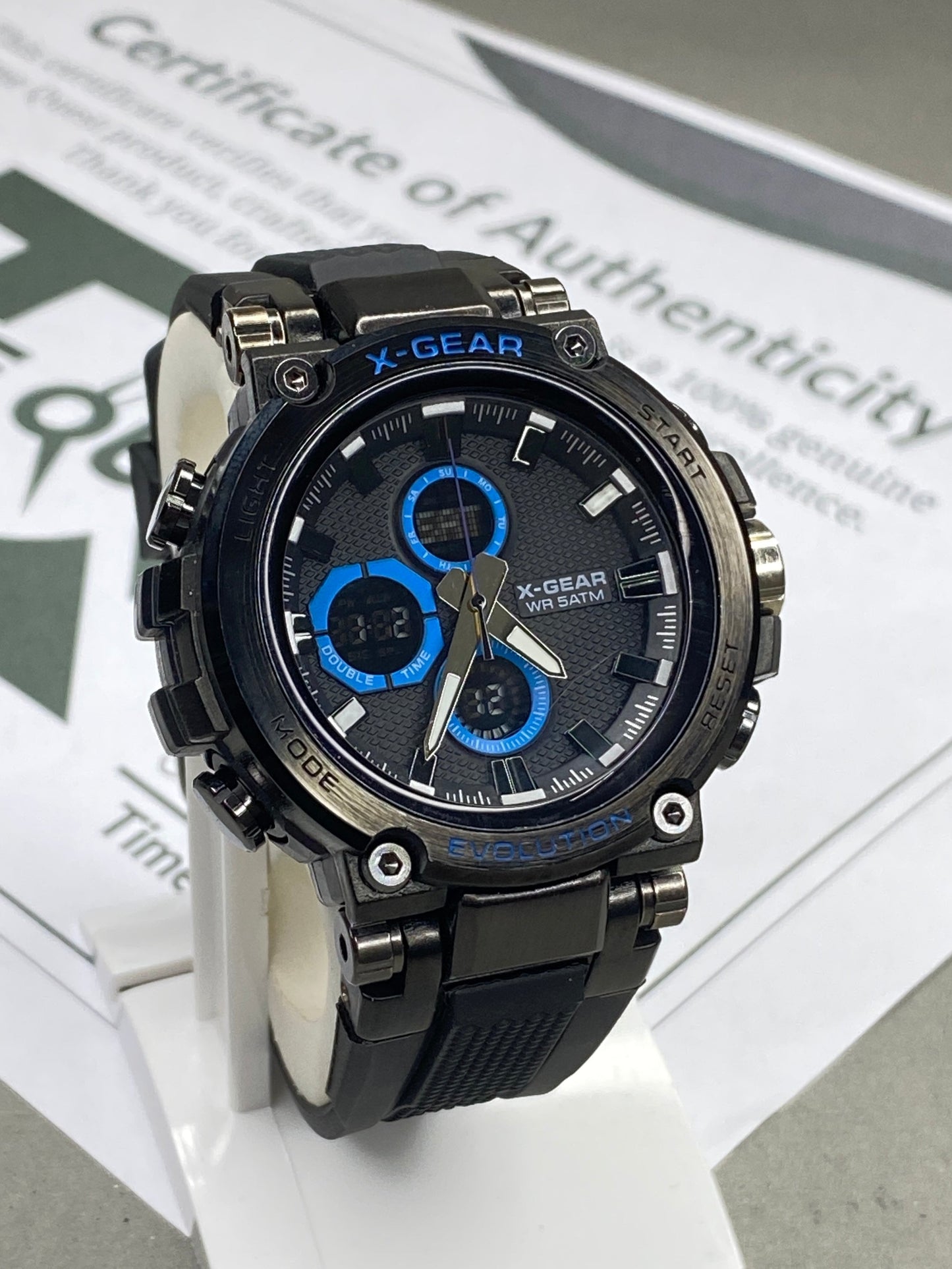 X GEAR-3897 Dual Time Round Display Sports Watch for Men