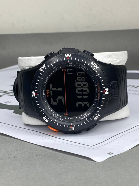 Men's Round Dial Rotatable Bezel Digital Display Multifunctional Sports Watch