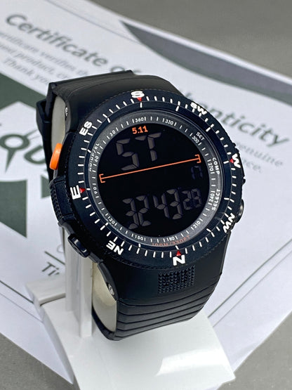 Men's Round Dial Rotatable Bezel Digital Display Multifunctional Sports Watch