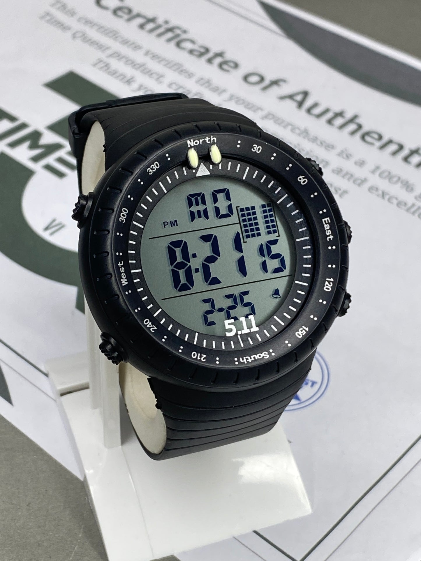 Men's Digital Display Round Dial Rotatable Bezel Multifunctional Sports Watch