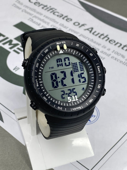 Men's Digital Display Round Dial Rotatable Bezel Multifunctional Sports Watch