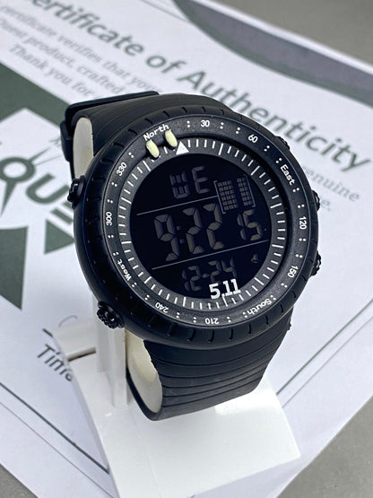 Men's Digital Display Round Dial Rotatable Bezel Multifunctional Sports Watch