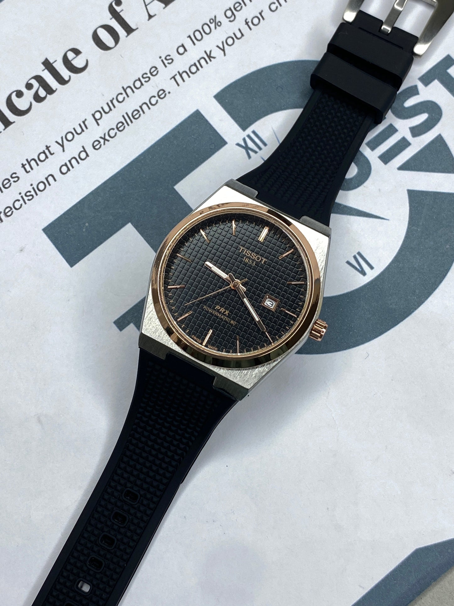 Tis-1853 PRX Luxury Stainless Steel & Silicone Straps Watch For Men